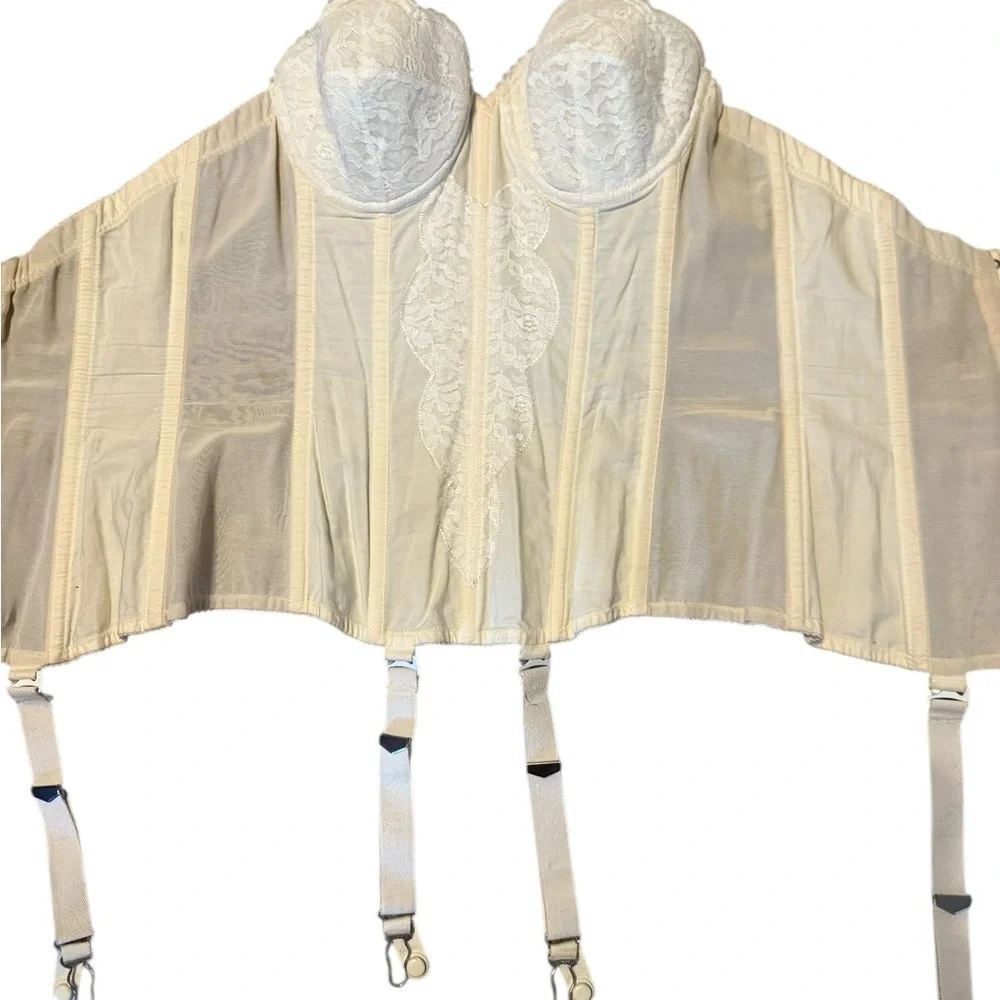 Warner's 1950’s Merry Widow Vintage Cream Lace Corset Bra